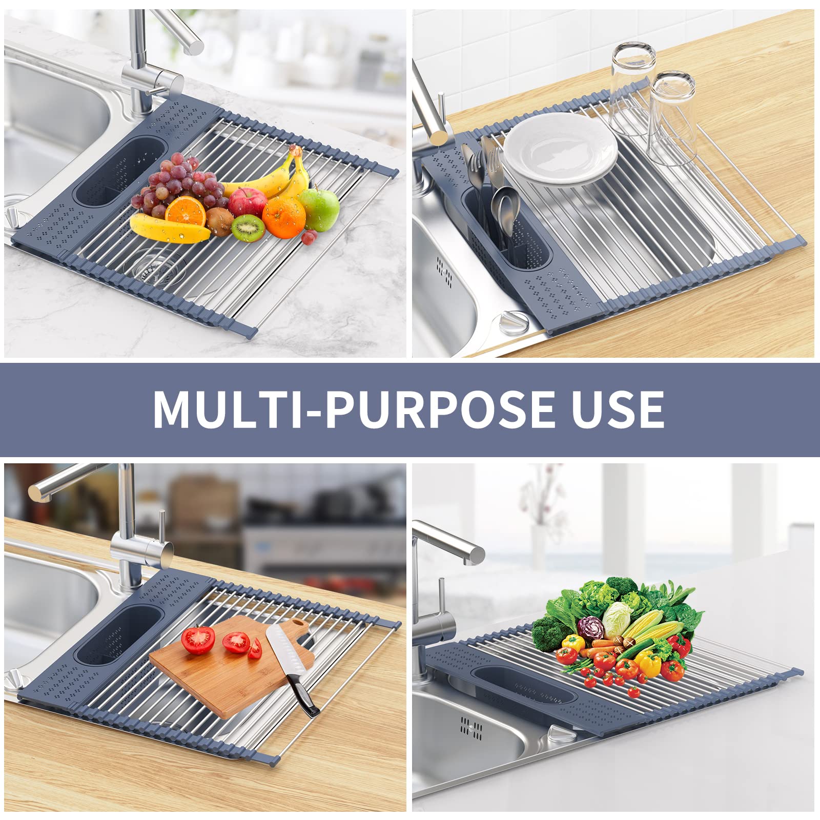 LEMIKKLE foldable dish-drainer serves as a heat-resistant countertop option.
