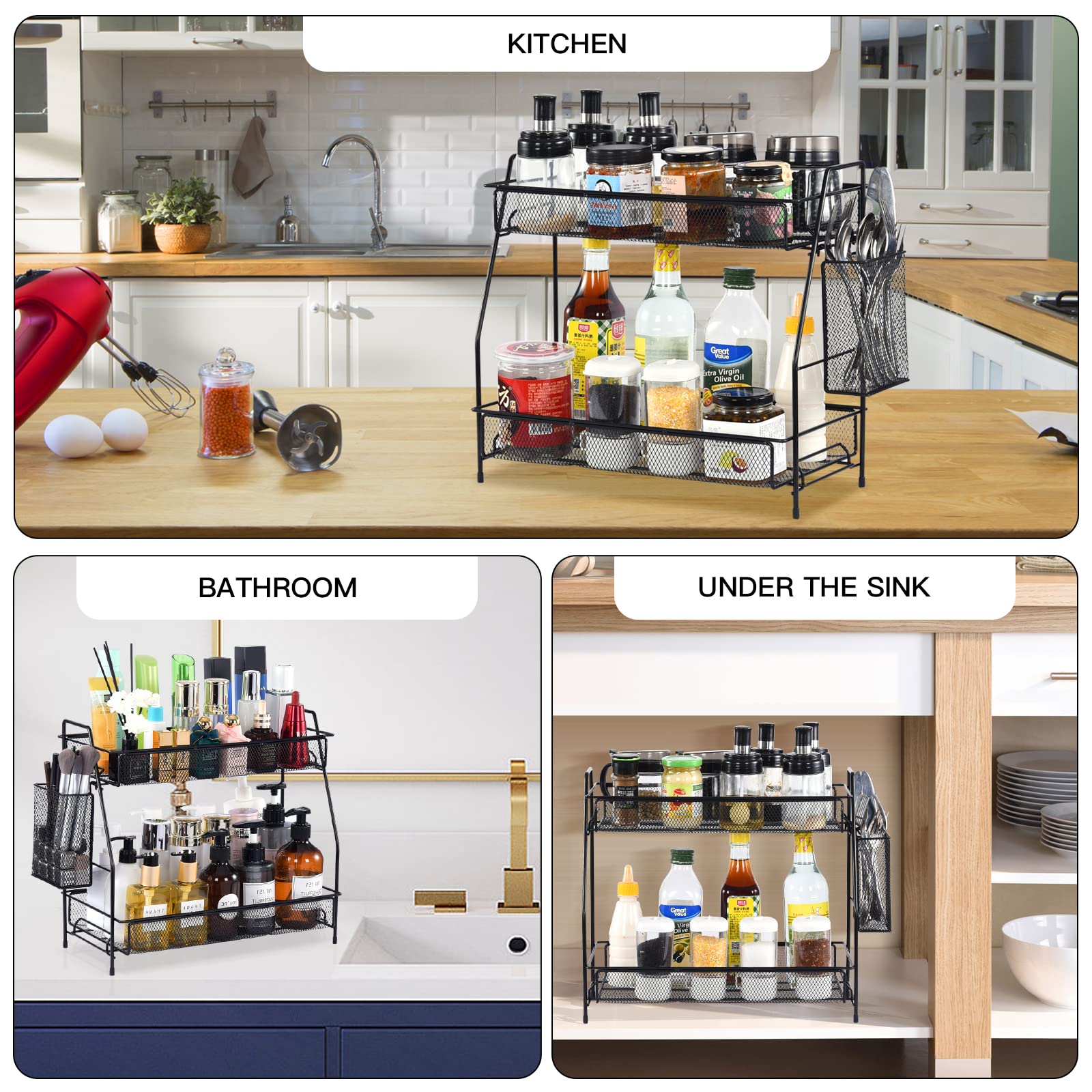 LEMIKKLE makeup and skincare organizer neatly organizes daily essentials.