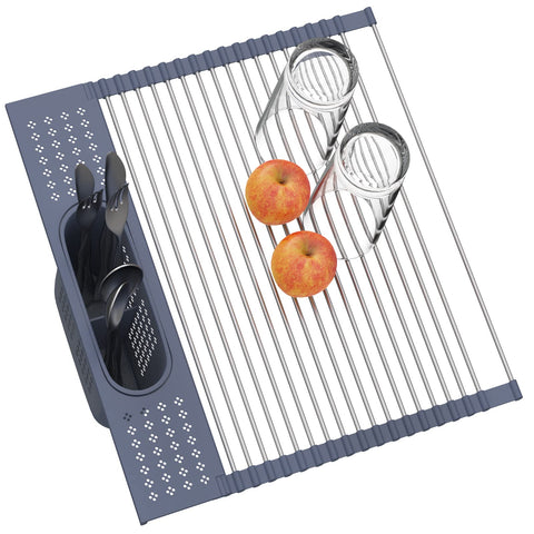 LEMIKKLE roll-up dish drying rack 17x15 inches saves counter space while air-drying dishes.