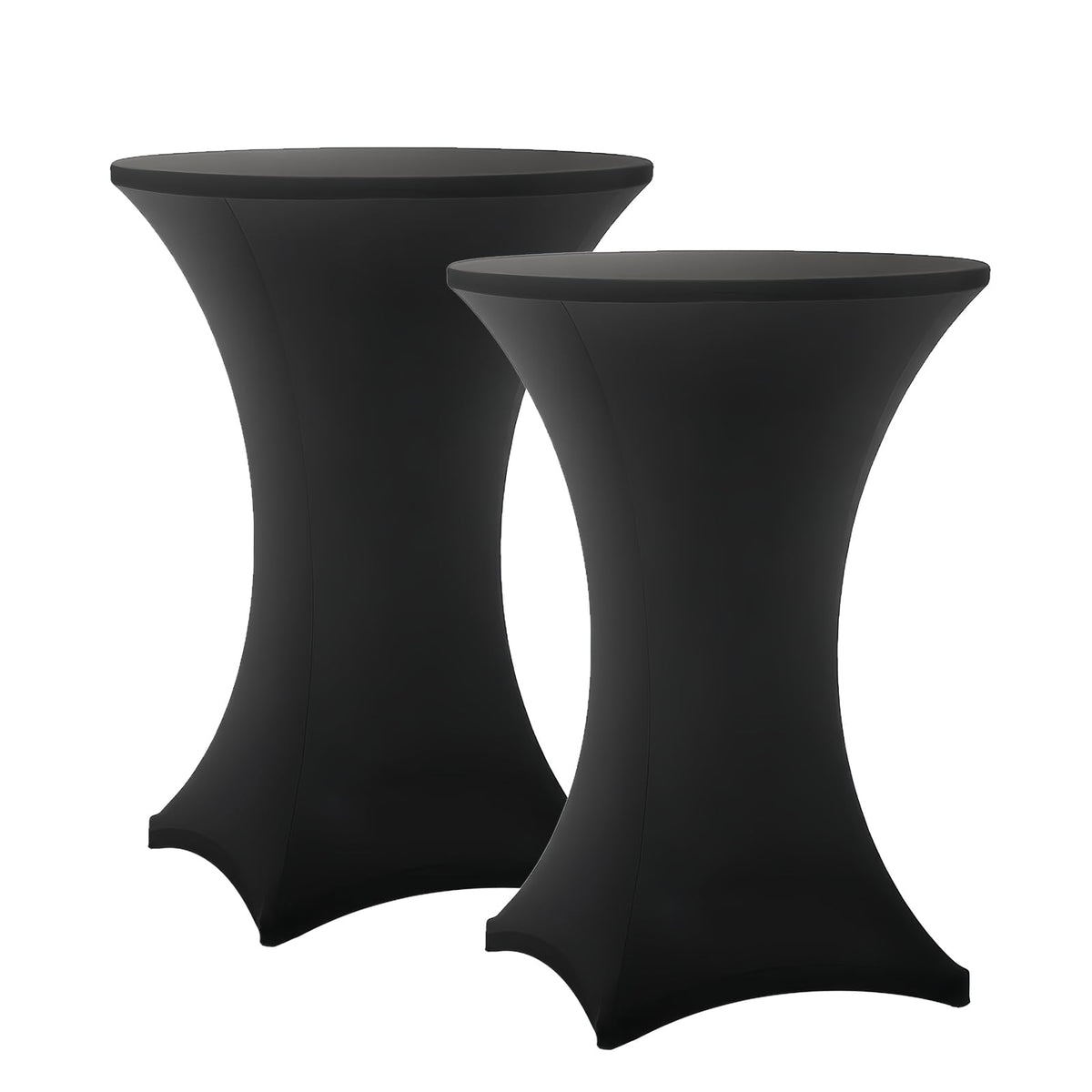 Lemict round black tablecloths 2-pack for secure fit on cocktail tables.