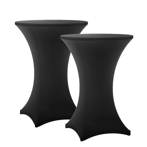 Lemict round black tablecloths 2-pack for secure fit on cocktail tables.