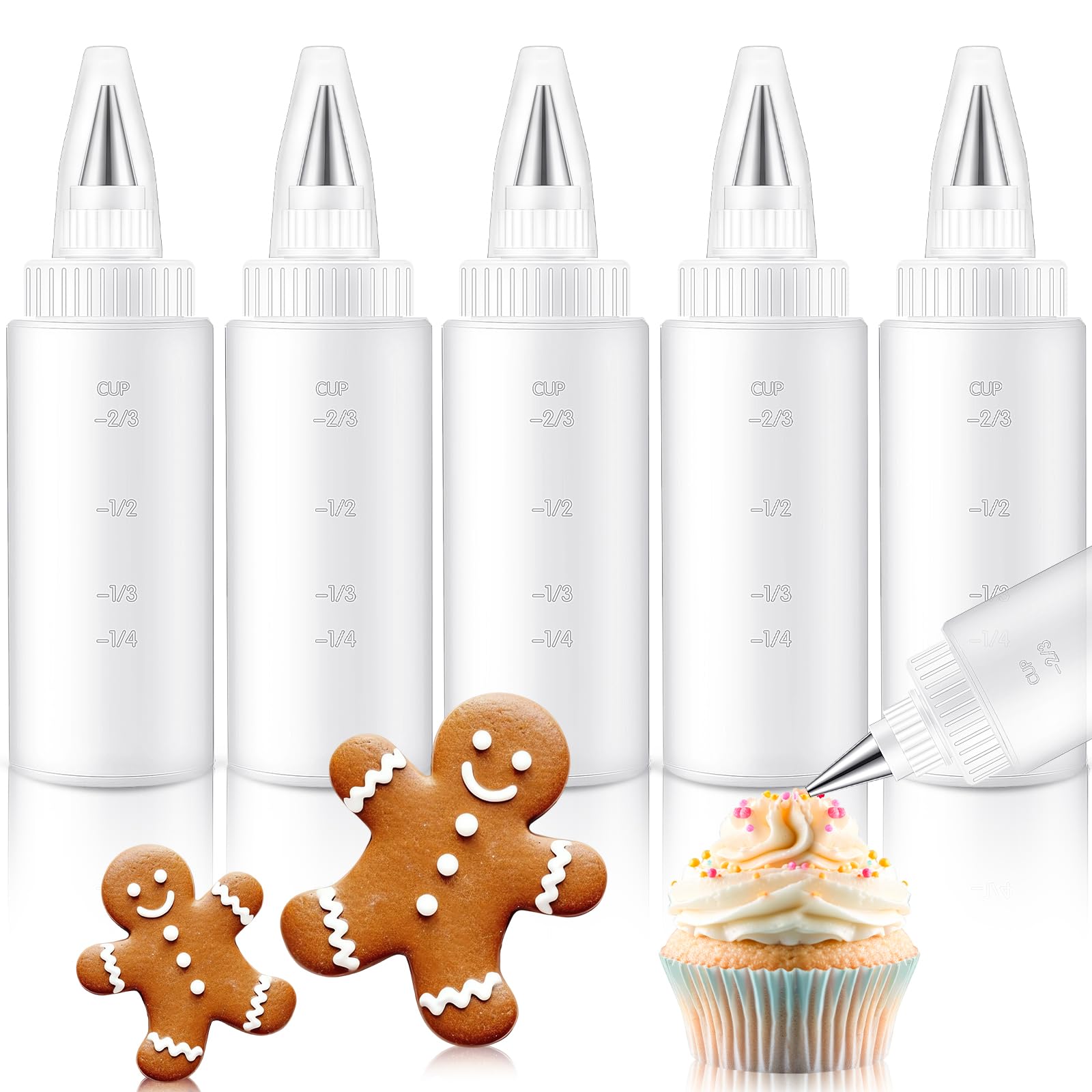 LemonRoad 5-pack cookie icing bottles for precise decorating and control