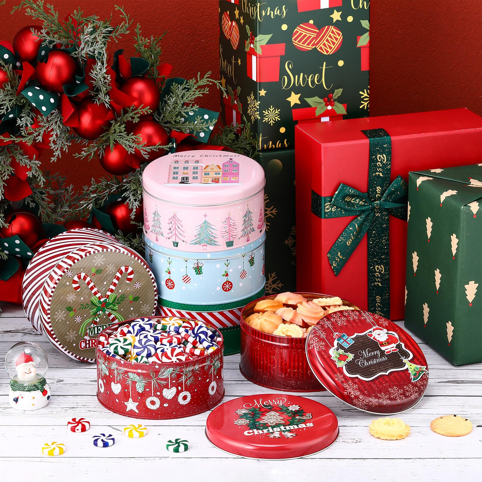 LemonRoad tin with Santa design for festive cookie storage.
