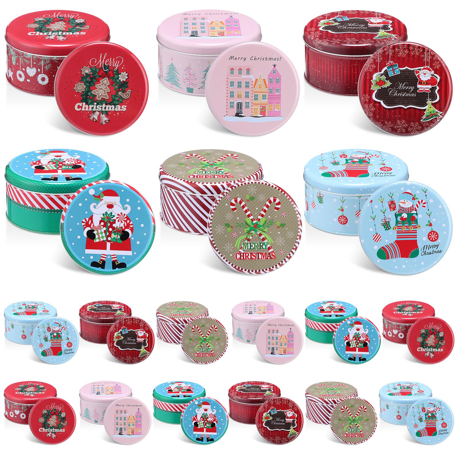 LemonRoad Christmas tins in six classic styles for gifting and storage.