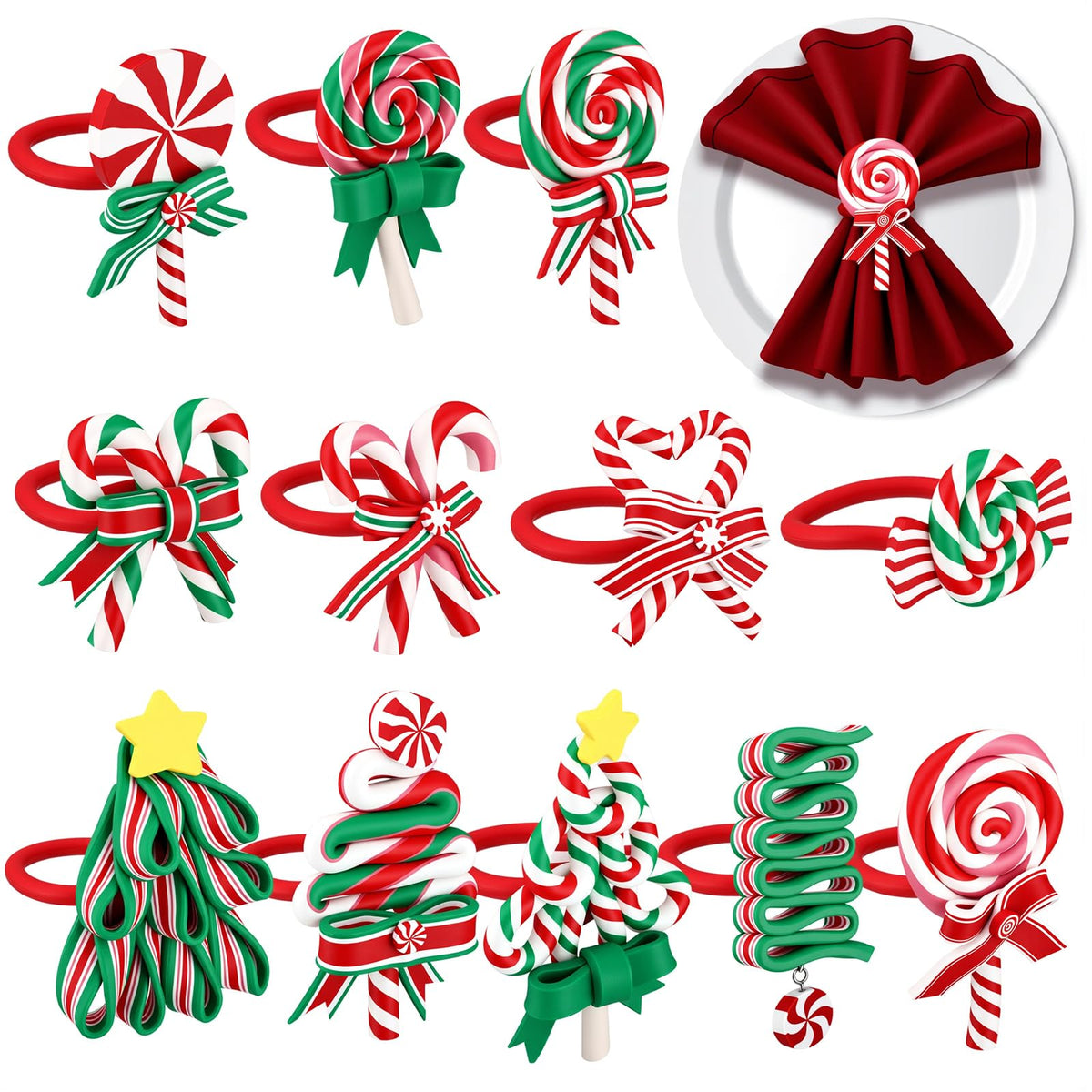 LemonRoad candy cane napkin ring adds festive charm to holiday tables