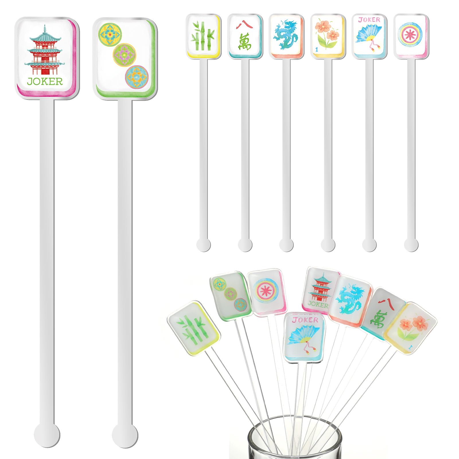 LemonRoad Mahjong top-pattern stirrer elevates cocktail presentation.