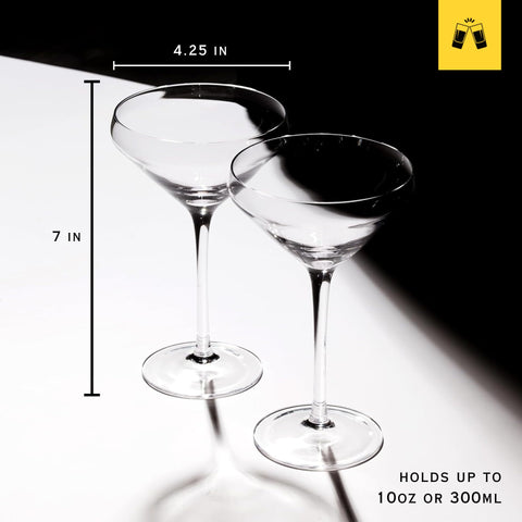 LEMONSODA classic martini glasses, 1930s-50s-inspired, elevate Manhattan presentations.