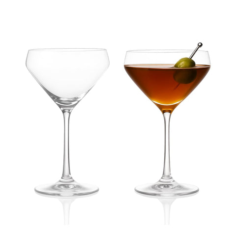 LEMONSODA hand blown martini glasses offer timeless elegance for refined entertaining.