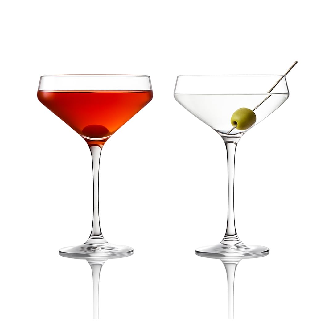 LEMONSODA Nick and Nora martini glass, hand-blown 6oz, elevates home cocktail presentation.