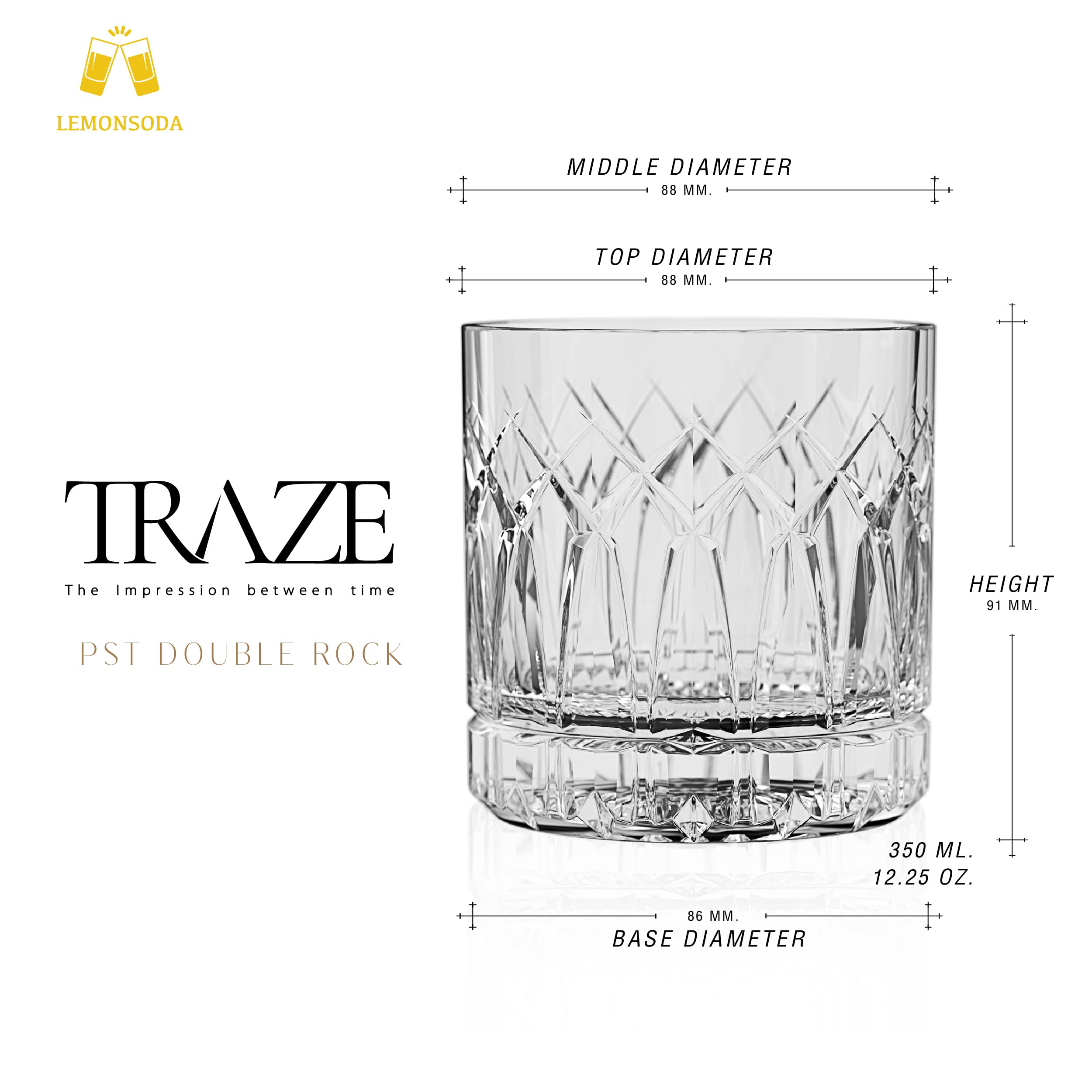 LEMONSODA whiskey Arch glass detail emphasizes durability and heat resistance.