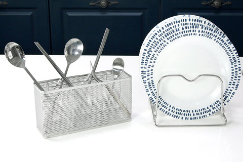 LENITH stainless-steel utensil holder close-up emphasizes rust resistance and shine.