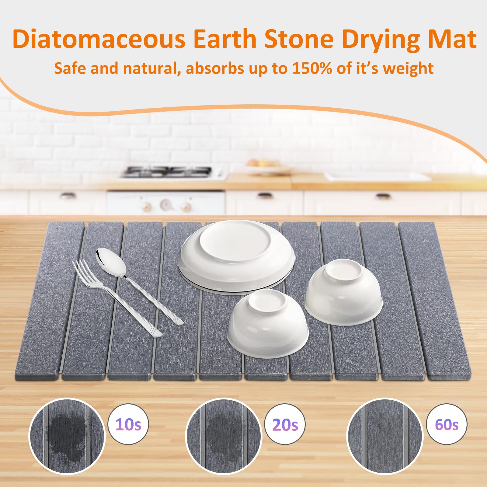 LENONE stone-drying-mat-cups-bottles enables quick air-drying of glassware and bottles