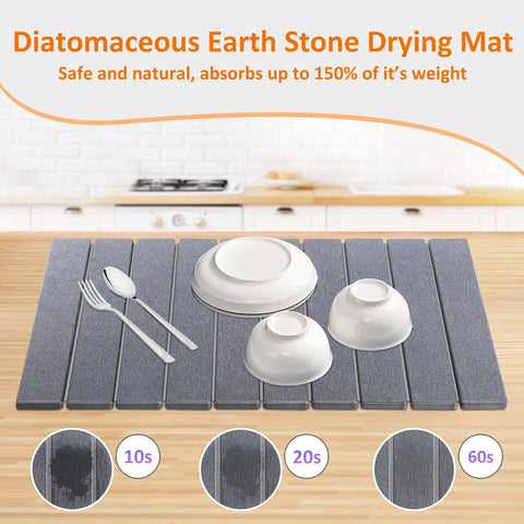 LENONE stone-drying-mat-cups-bottles enables quick air-drying of glassware and bottles