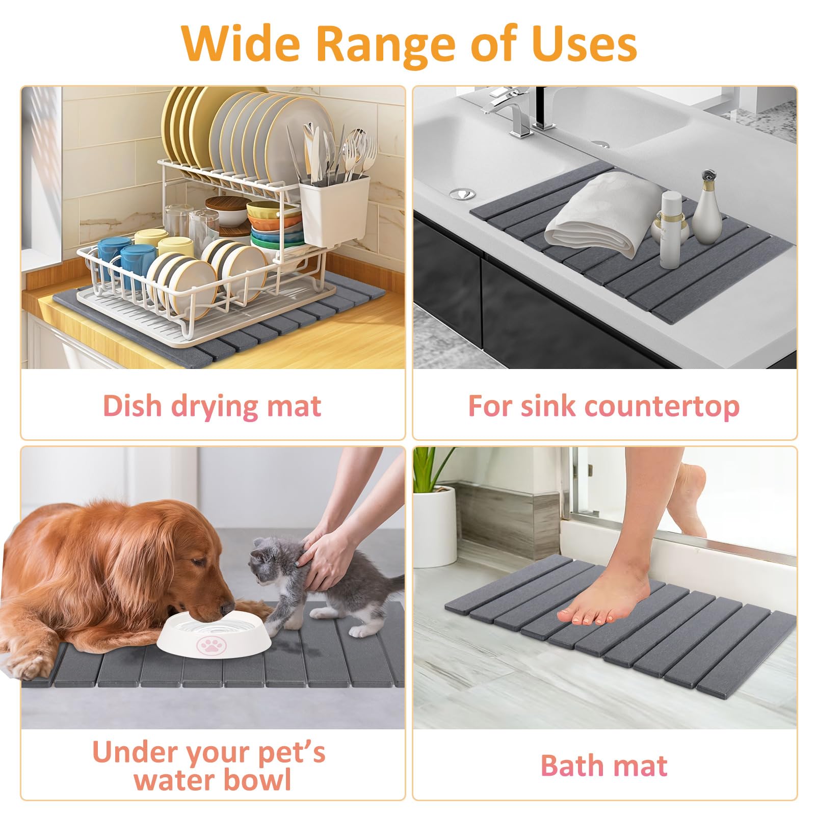 LENONE stone-drying-mat-plant-saucer protects surfaces from water spills