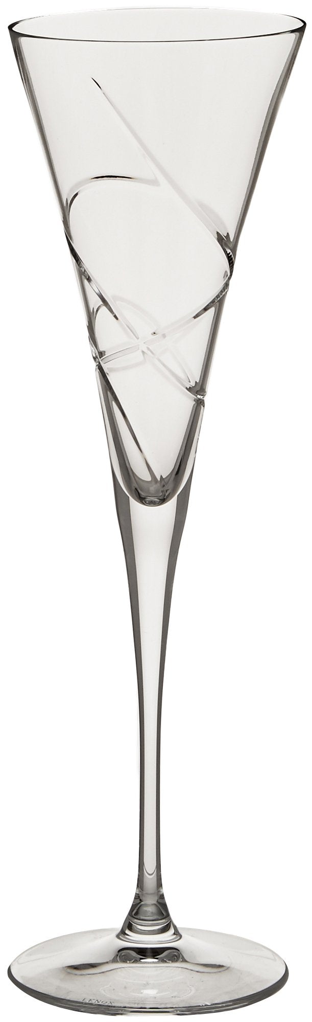 Lenox Adorn Crystal toasting flute set demonstrates 7oz capacity for celebrations.