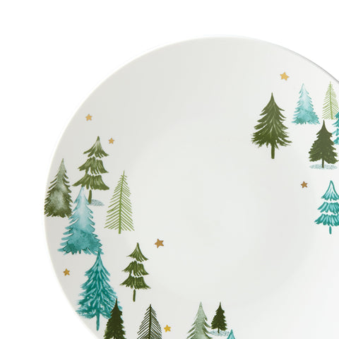 Elegant Lenox Balsam Lane plate highlighting white porcelain and star detailing.