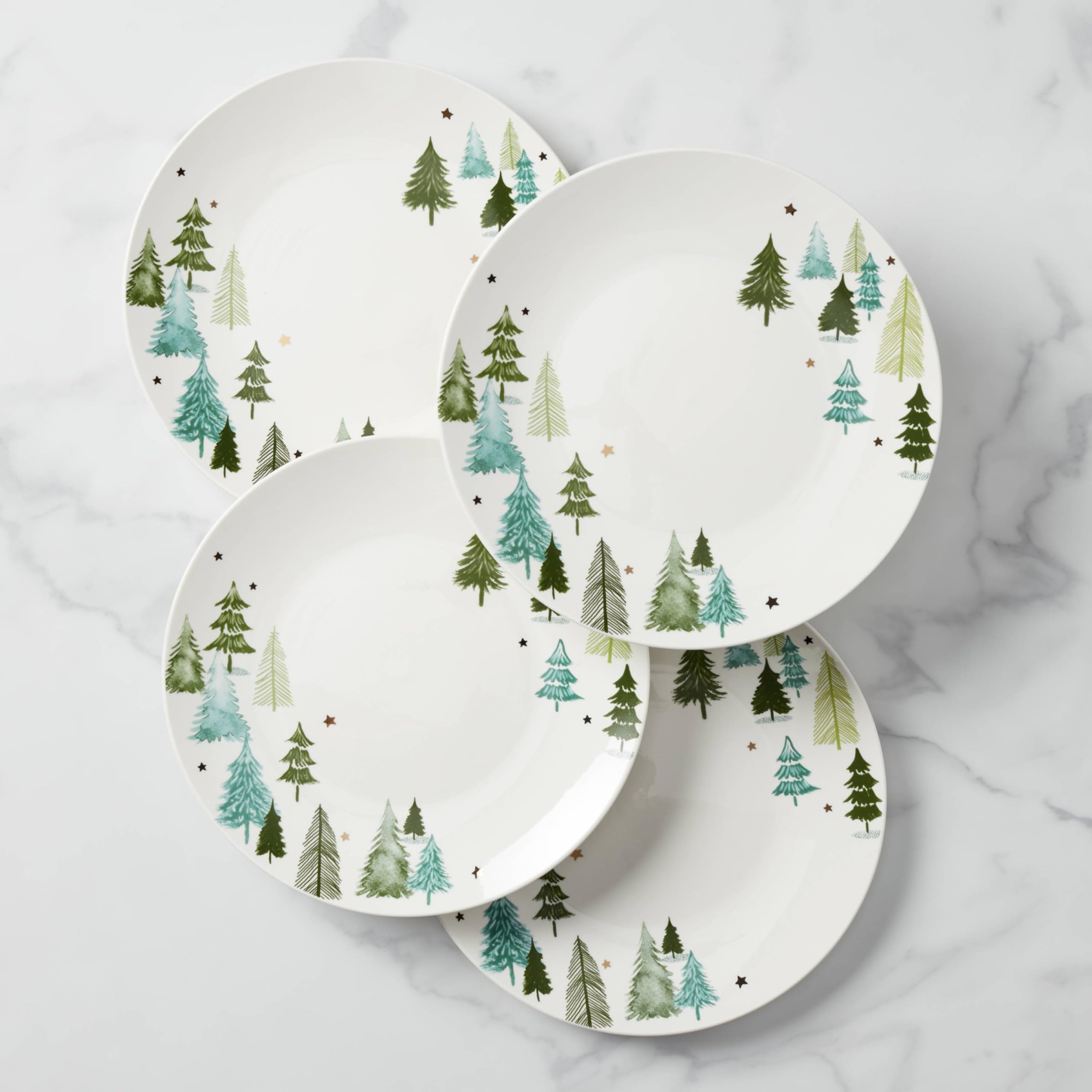 Lenox Balsam Lane green plate used in a family-style holiday meal setup.