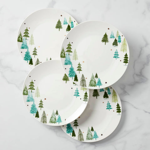 Lenox Balsam Lane green plate used in a family-style holiday meal setup.