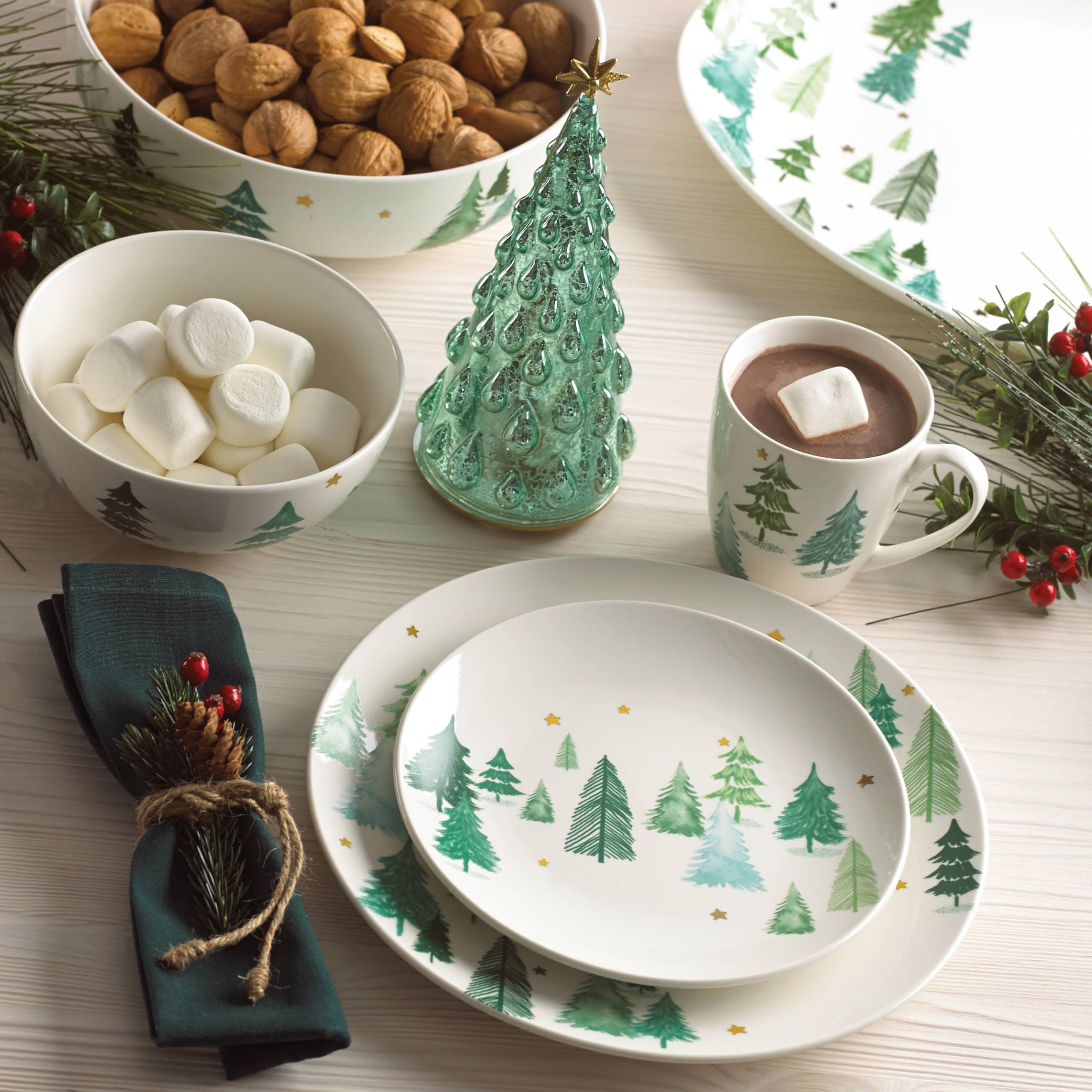 Dishwasher-safe Lenox Balsam Lane plate ready for easy holiday cleaning.