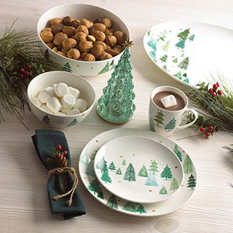 Lenox Balsam Lane pine tree detail highlighting rustic holiday table decor