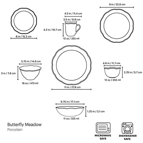 Lenox Butterfly Meadow accent plate 9in highlights vibrant flowers and adds color to tablescapes