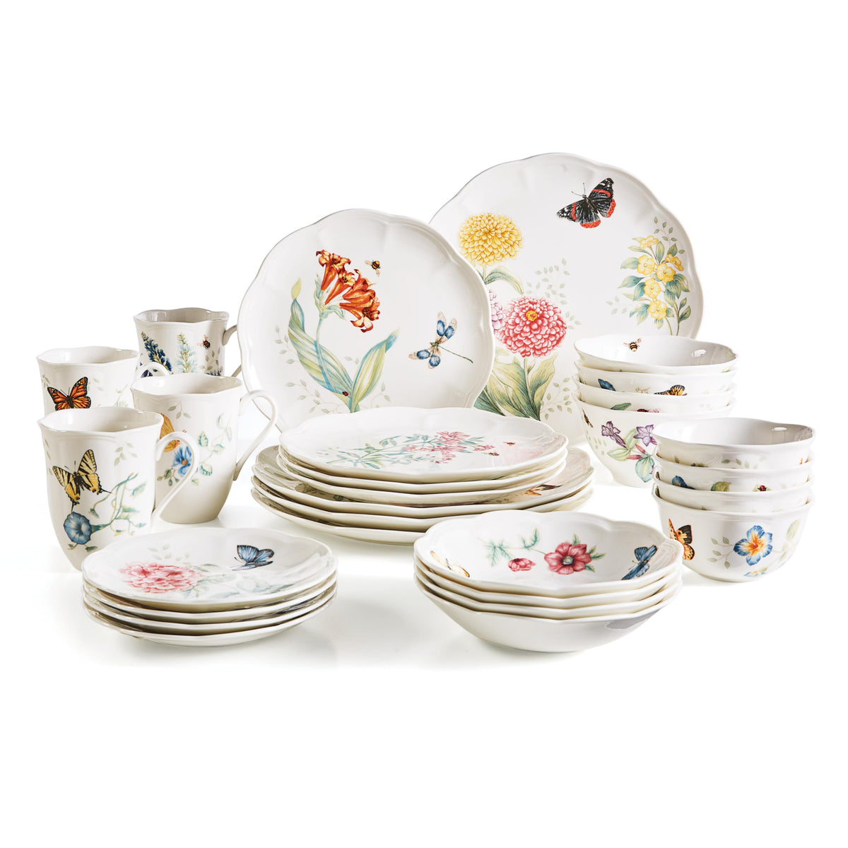 Lenox Butterfly Meadow dinner plate 11in showcasing garden-inspired design, elevating casual meals with floral charm
