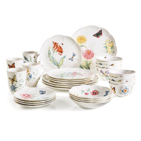 Lenox Butterfly Meadow dinner plate 11in showcasing garden-inspired design, elevating casual meals with floral charm