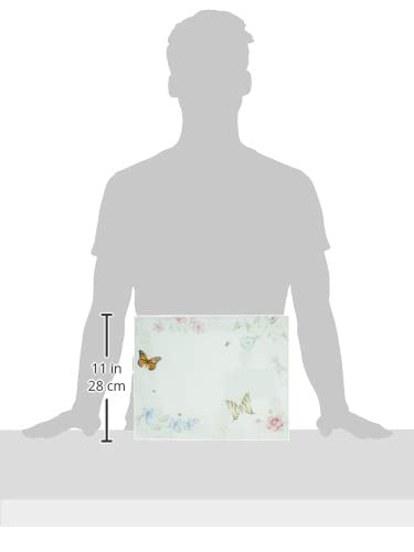 Top-down view of Lenox Butterfly Meadow glass cutting board for meal prep.