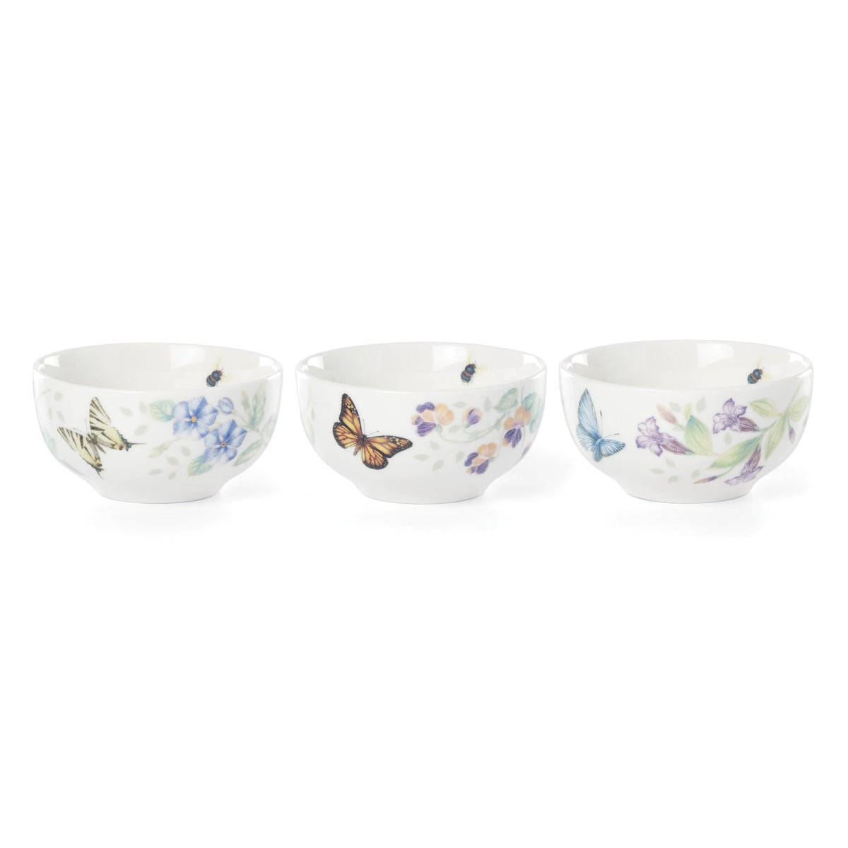 Lenox Butterfly Meadow mini bowls with an outer butterfly and flower pattern, ideal for daily use
