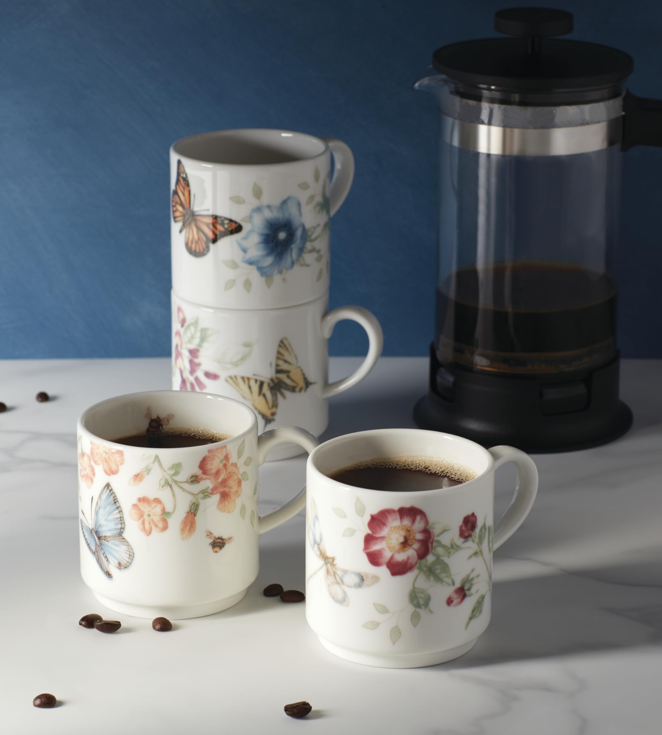 Porcelain glaze and Butterfly Meadow pattern on Lenox mug.
