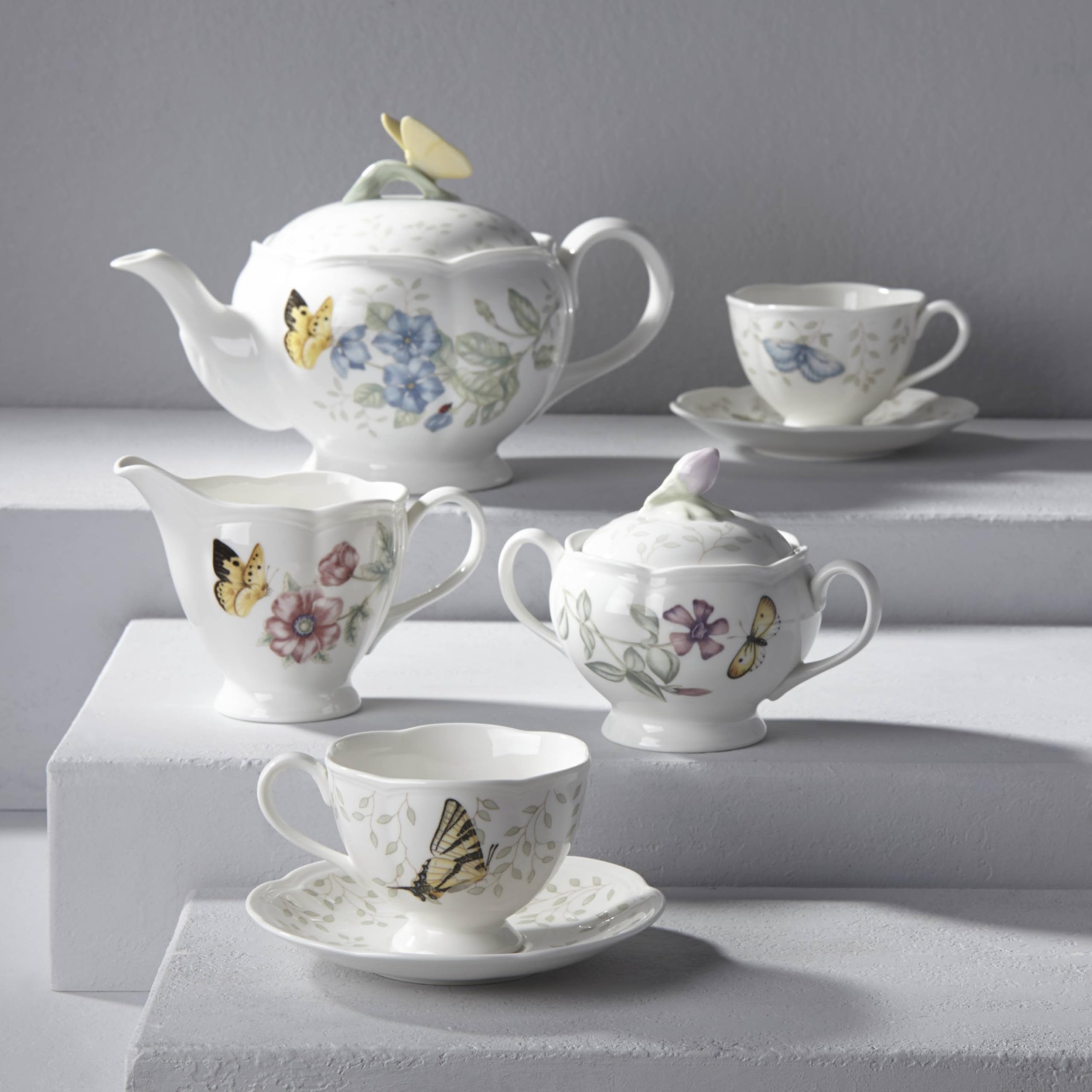 Lenox Butterfly Meadow cups with scalloped rims for comfortable daily use