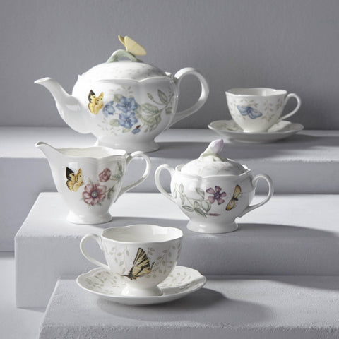 Lenox Butterfly Meadow cups with scalloped rims for comfortable daily use