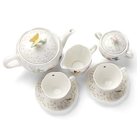 Lenox Butterfly Meadow tea set on table ready for an elegant home tea party
