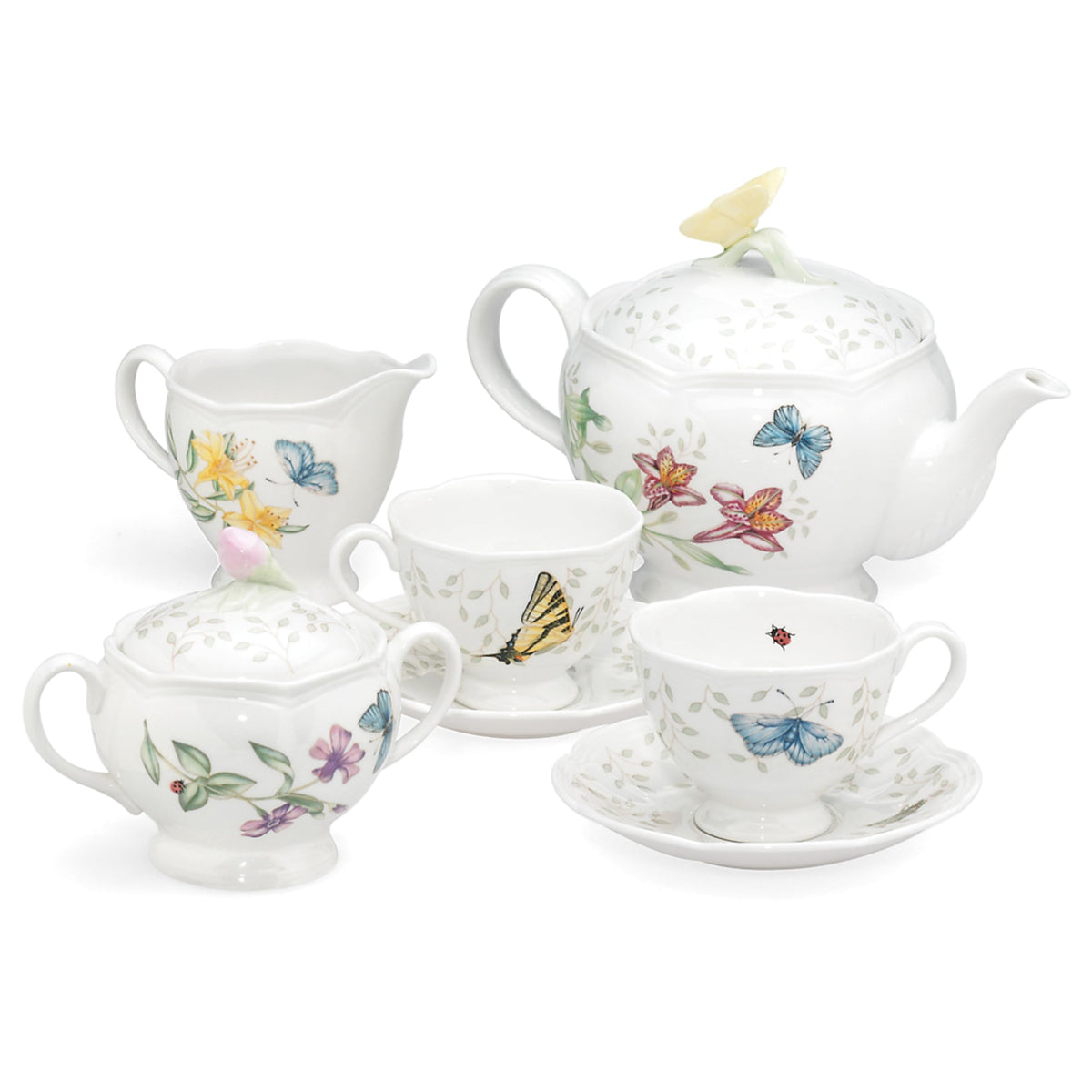 Lenox Butterfly Meadow teapot with butterfly lid, ideal for intimate tea for two