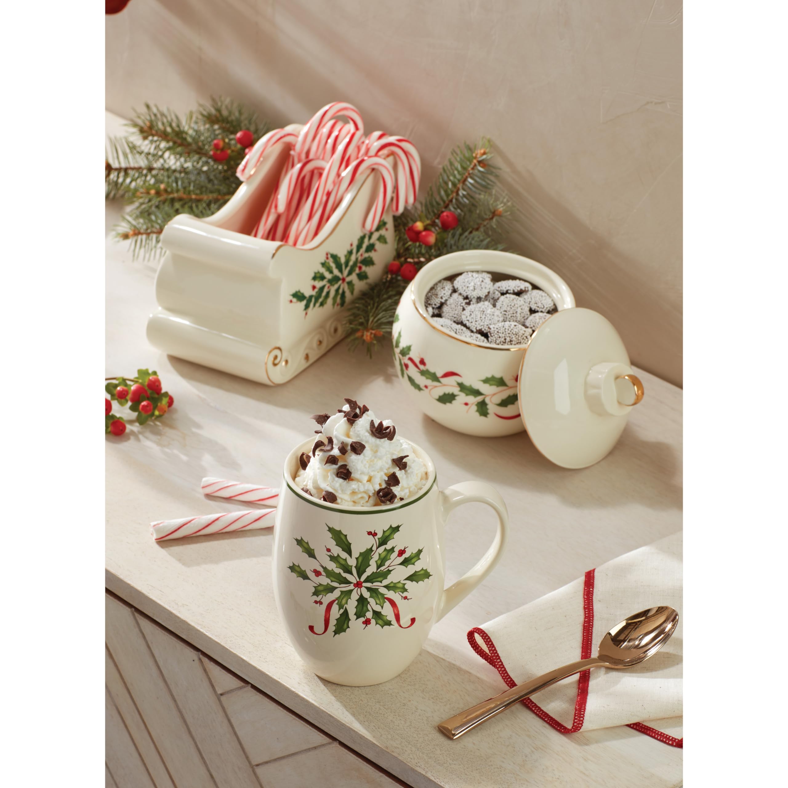 Lenox Christmas hosting ornament jar ready to elevate table centerpieces.