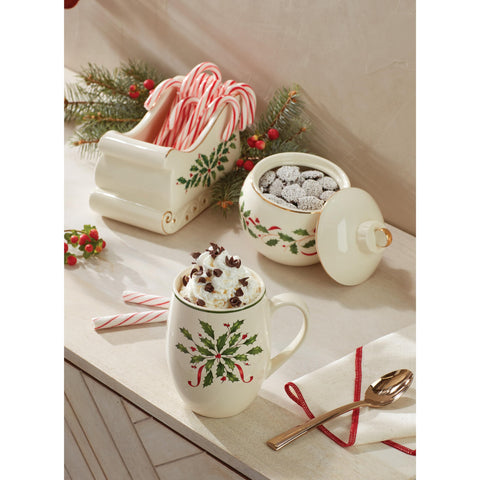 Lenox Christmas hosting ornament jar ready to elevate table centerpieces.