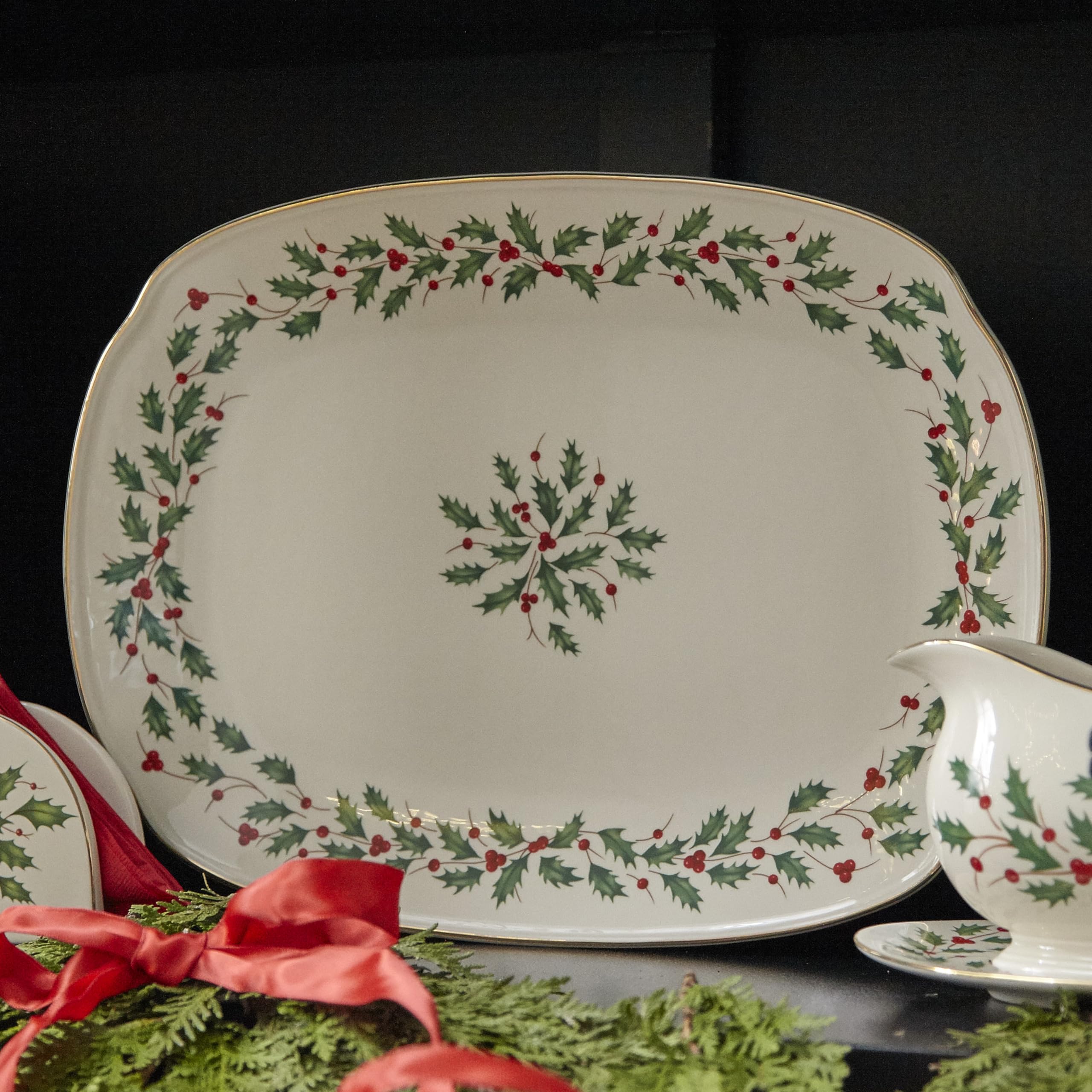 Lenox dishwasher-safe porcelain platter ready for easy cleanup after holiday meals.