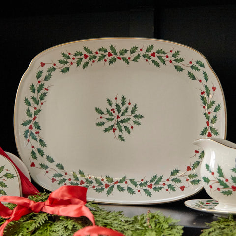 Lenox dishwasher-safe porcelain platter ready for easy cleanup after holiday meals.