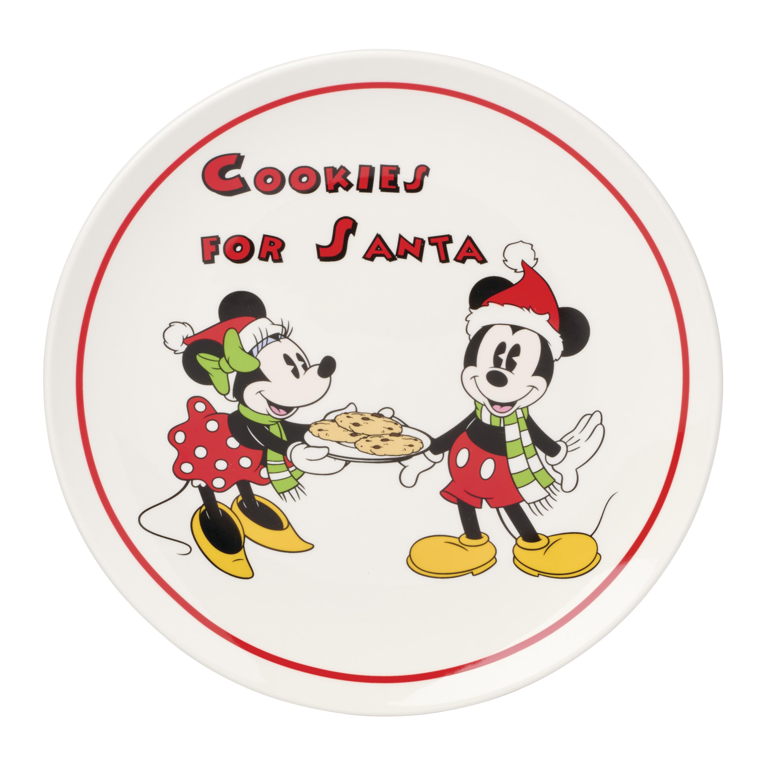 Lenox Disney Cookies for Santa plate shown with festive cookies, dishwasher safe holiday serving.