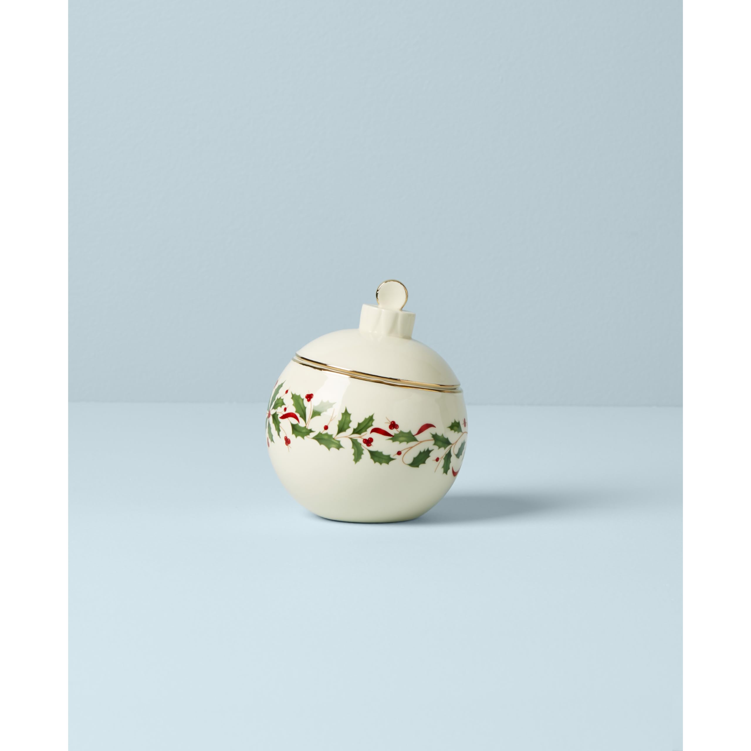 Lenox gold-accented ornament jar ideal for dessert mint trays and holiday gatherings.