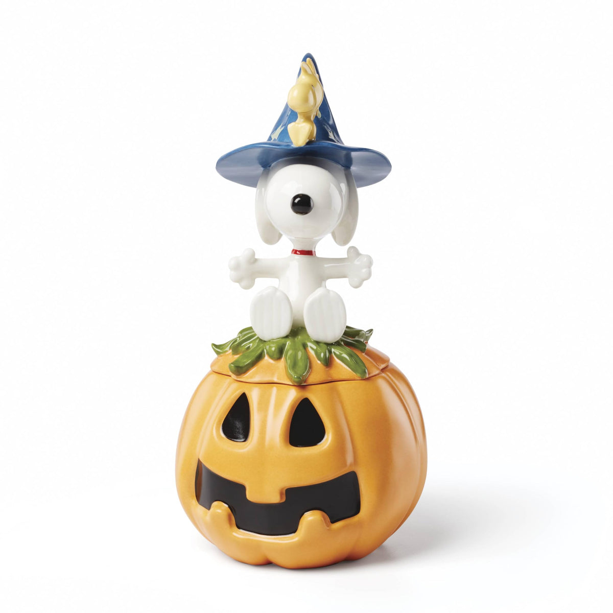 Lenox candy dish with Snoopy lid, ideal for Halloween display.