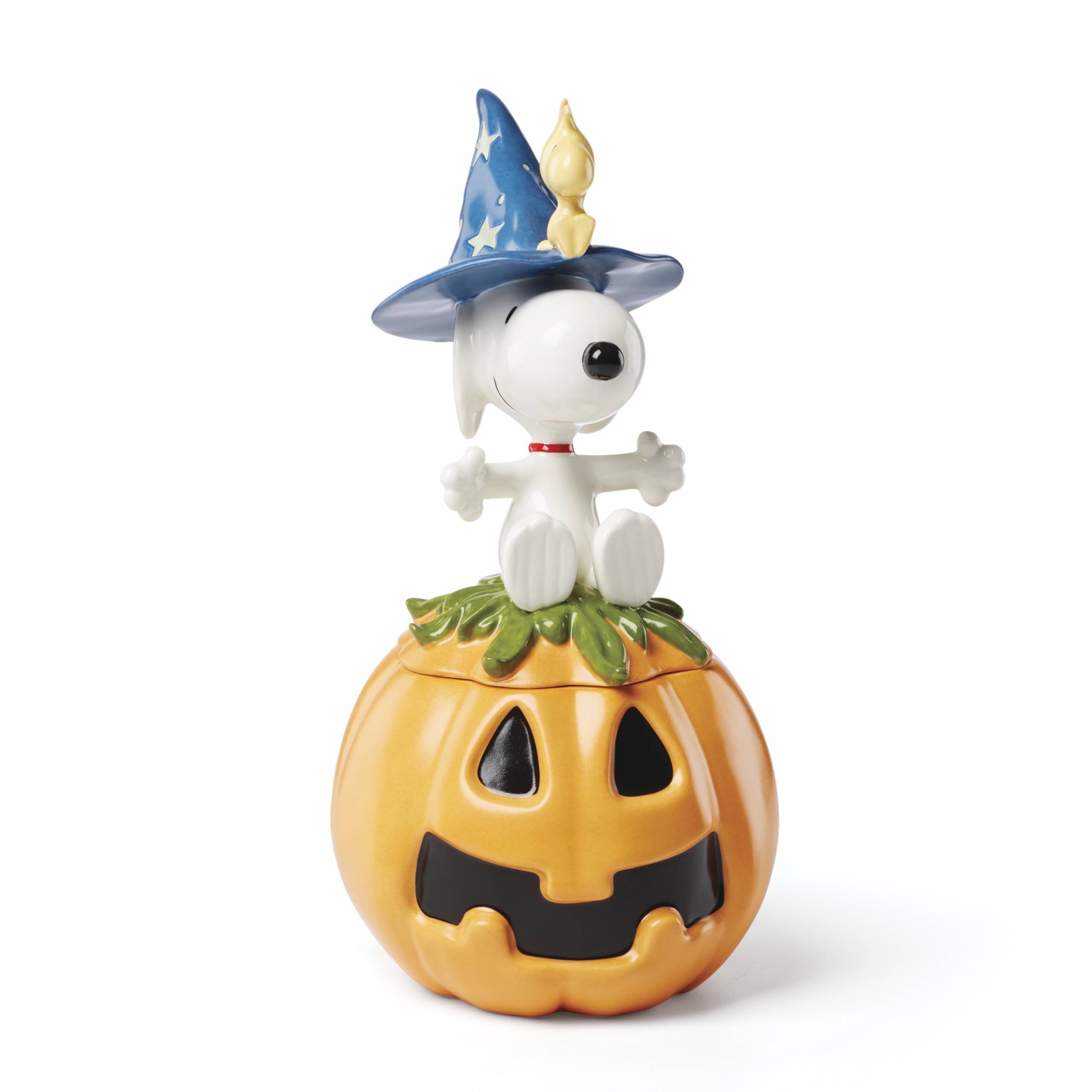 Lenox Halloween decor with Peanuts design adds nostalgic charm.