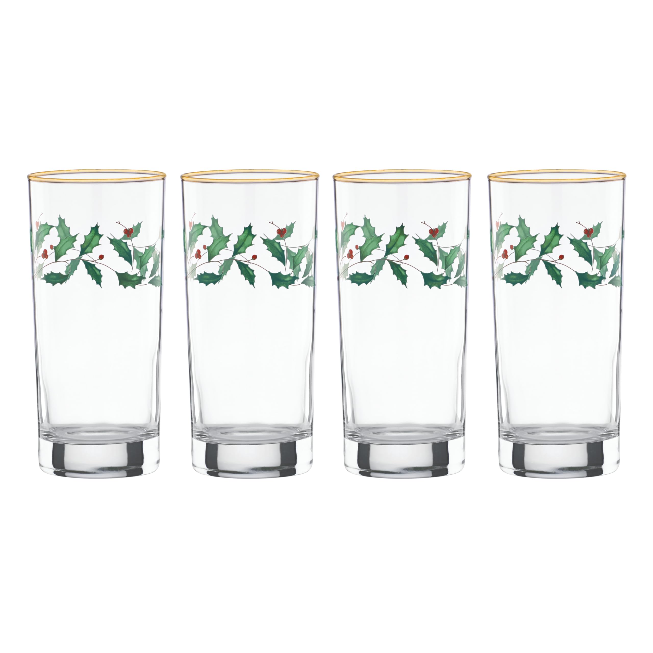 Lenox Holiday 4-Piece Highball Set front view for festive entertaining.