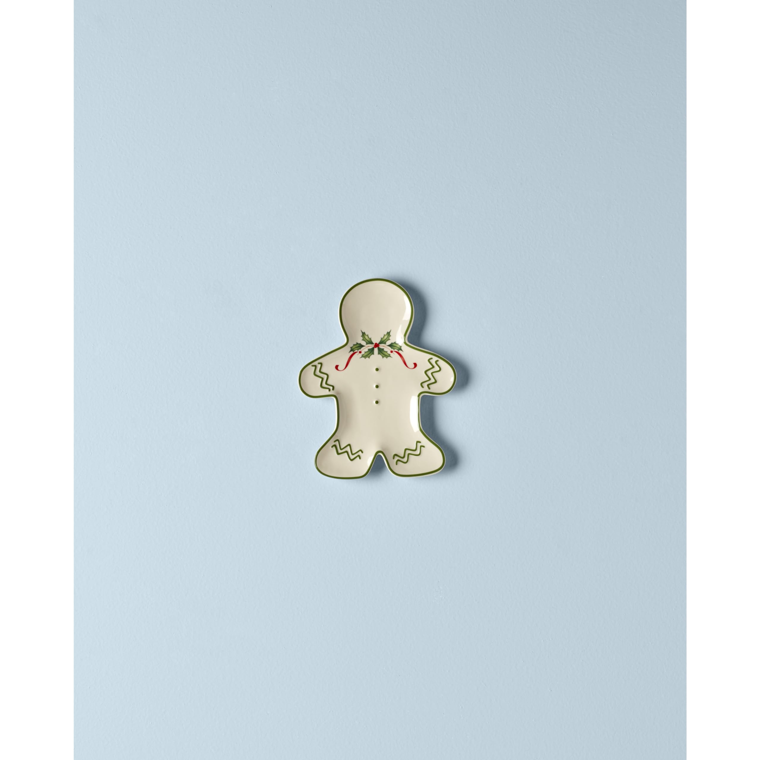 Lenox gingerbread plate angled shot, ideal for Christmas table styling.
