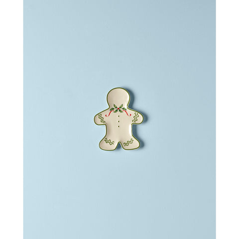 Lenox gingerbread plate angled shot, ideal for Christmas table styling.