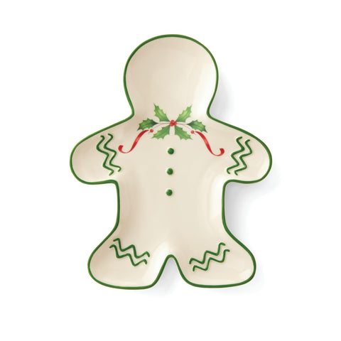 Lenox holiday gingerbread plate front view, festive table decor.