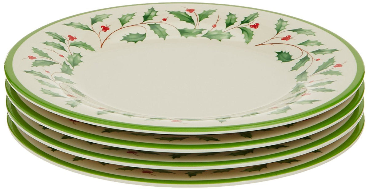 Lenox Holiday melamine plates set with holly motif for festive dinners