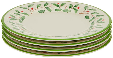 Lenox Holiday melamine plates set with holly motif for festive dinners