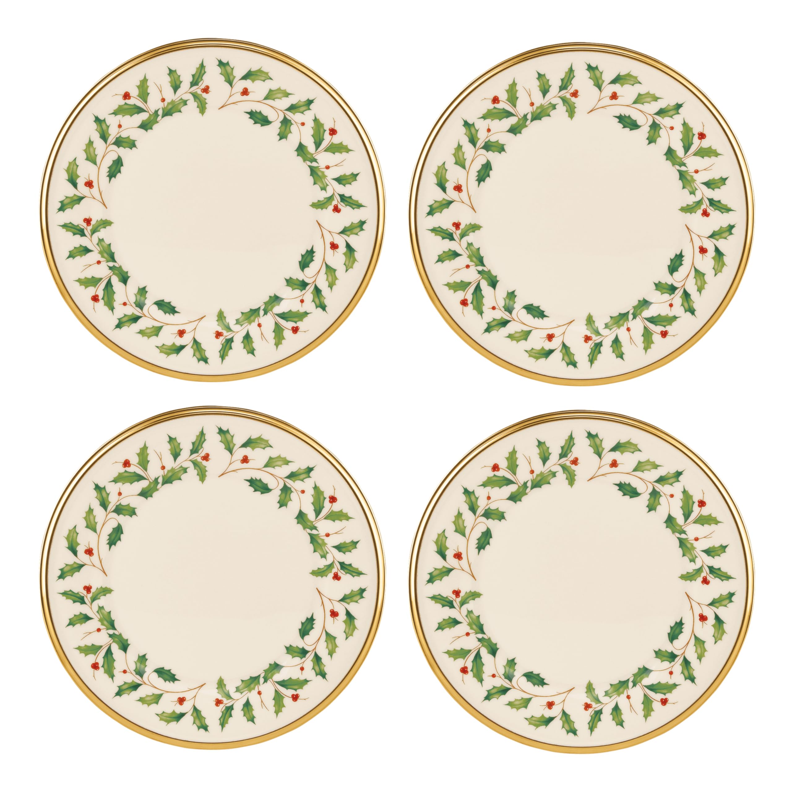 Lenox holiday salad plates with red-green design for elegant Christmas dinners