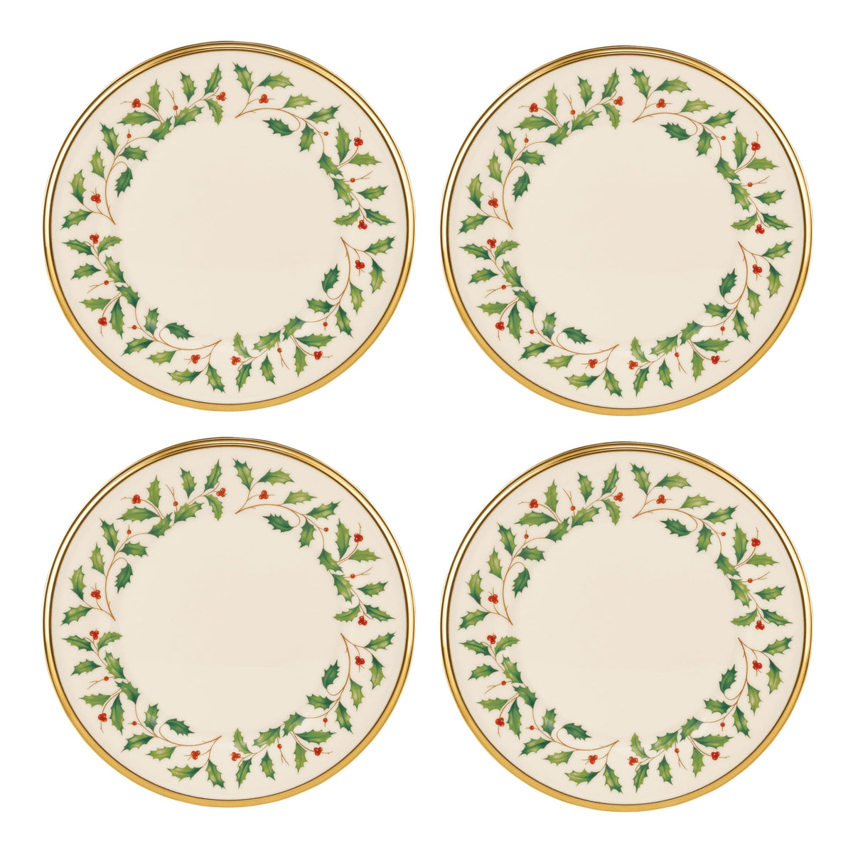 Lenox holiday salad plates with red-green design for elegant Christmas dinners